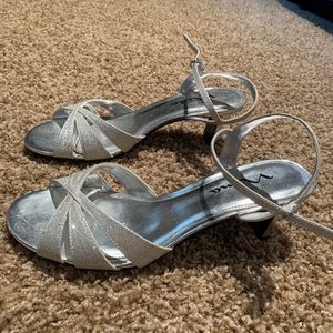 Silver Strappy 1 Inch Heels